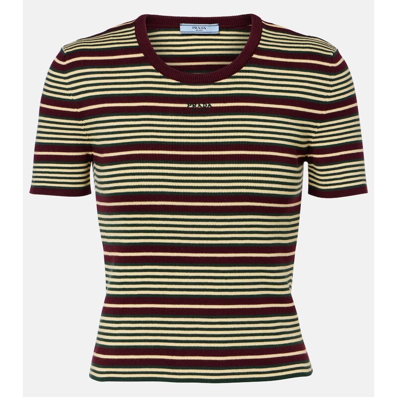 Prada Striped cotton-blend T-shirt