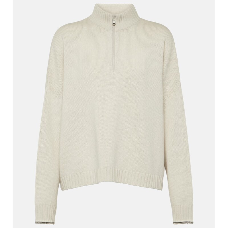 Brunello Cucinelli Wool, cashmere, and silk half-zip sweater