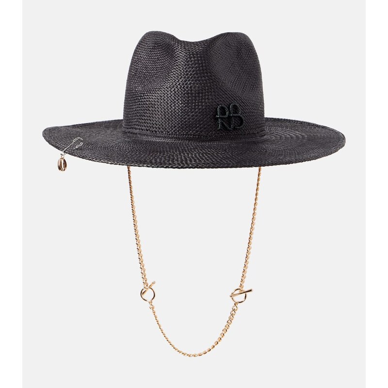 Ruslan Baginskiy Logo chain-detail straw fedora