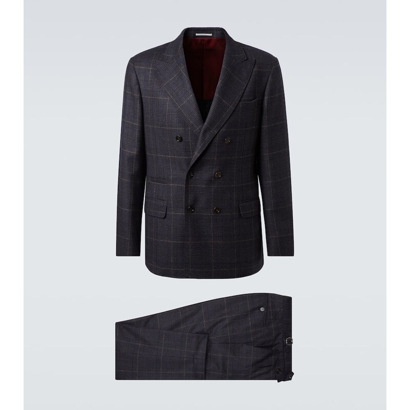 Brunello Cucinelli Checked cashmere and wool suit