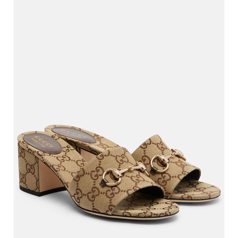 Gucci Horsebit GG Canvas mules