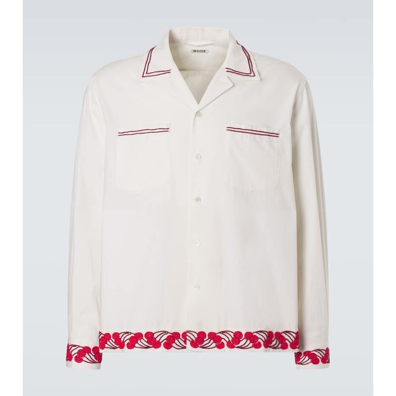 Bode Cherry Lane beaded cotton poplin shirt