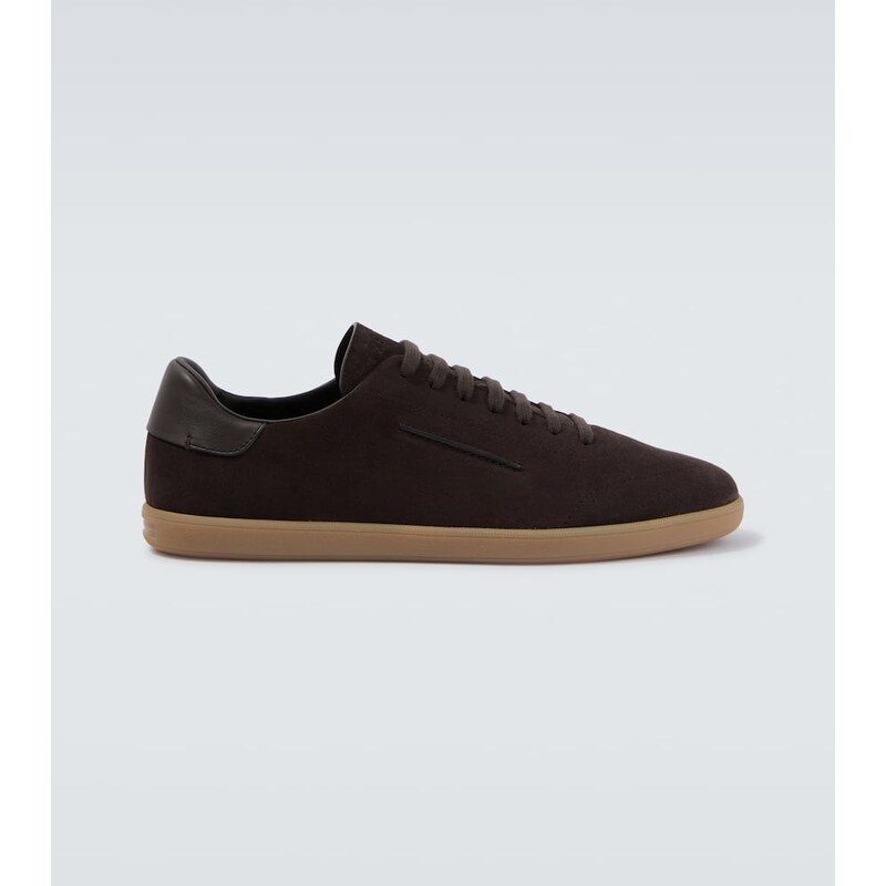 Zegna 232 tenisky z kůže v tmavě hnědém odstínu