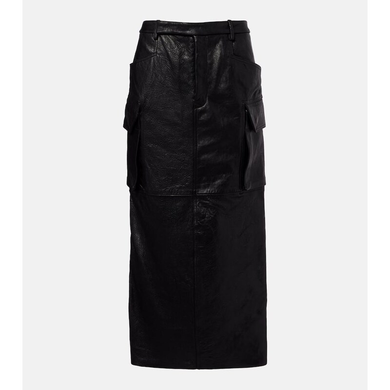 Rick Owens Firbanks leather midi skirt