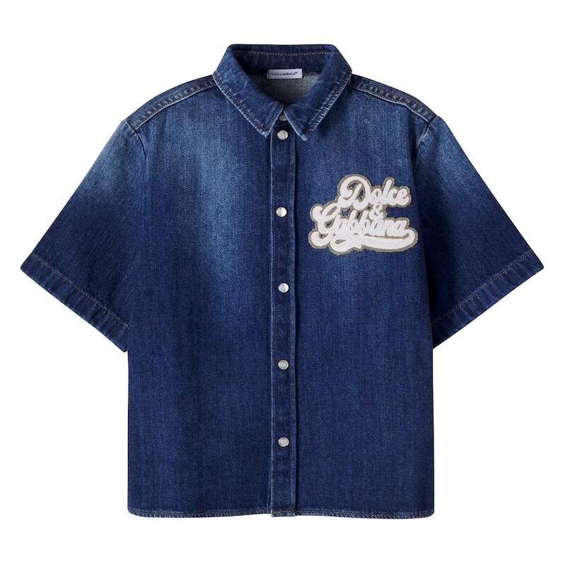 Dolce&Gabbana Kids Logo appliquÃ denim shirt
