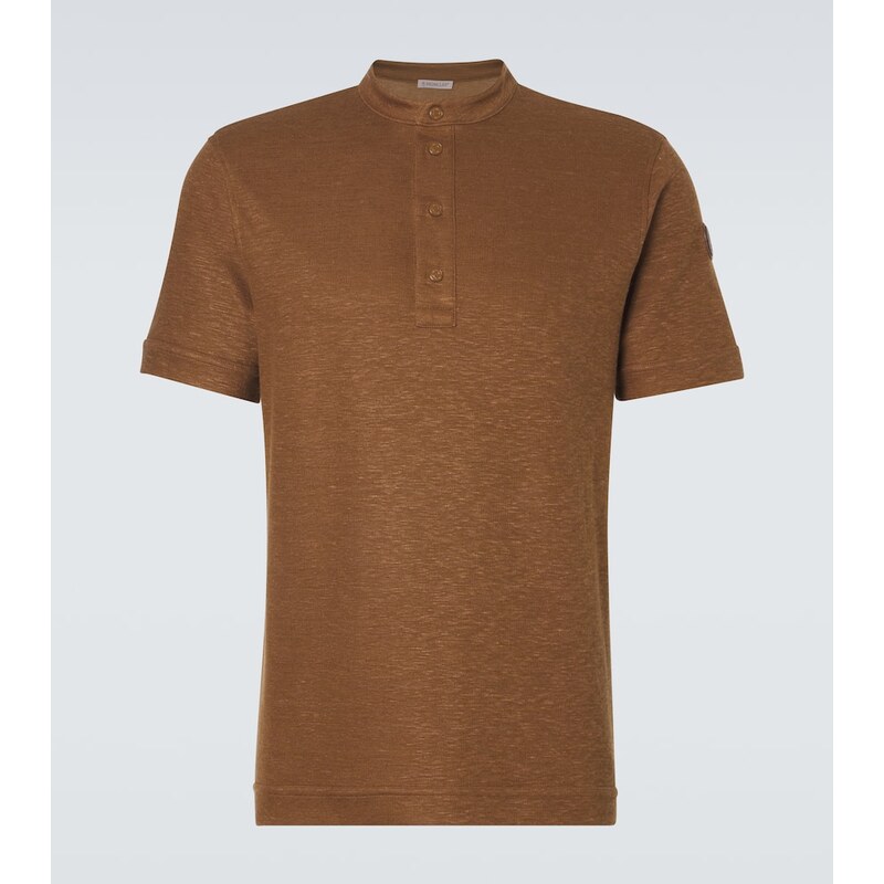 Moncler Cotton and linen-blend polo shirt