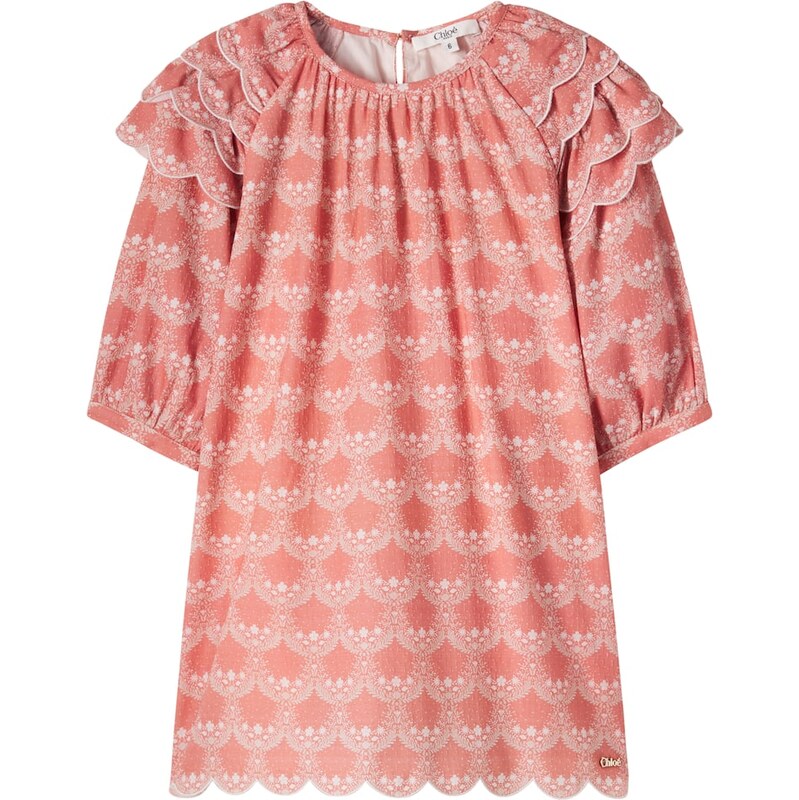 Chloe Kids ChloÃ Kids Printed scalloped cotton dress