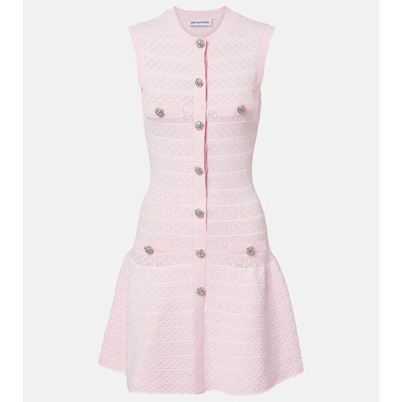Self-Portrait Embellished pointelle minidress