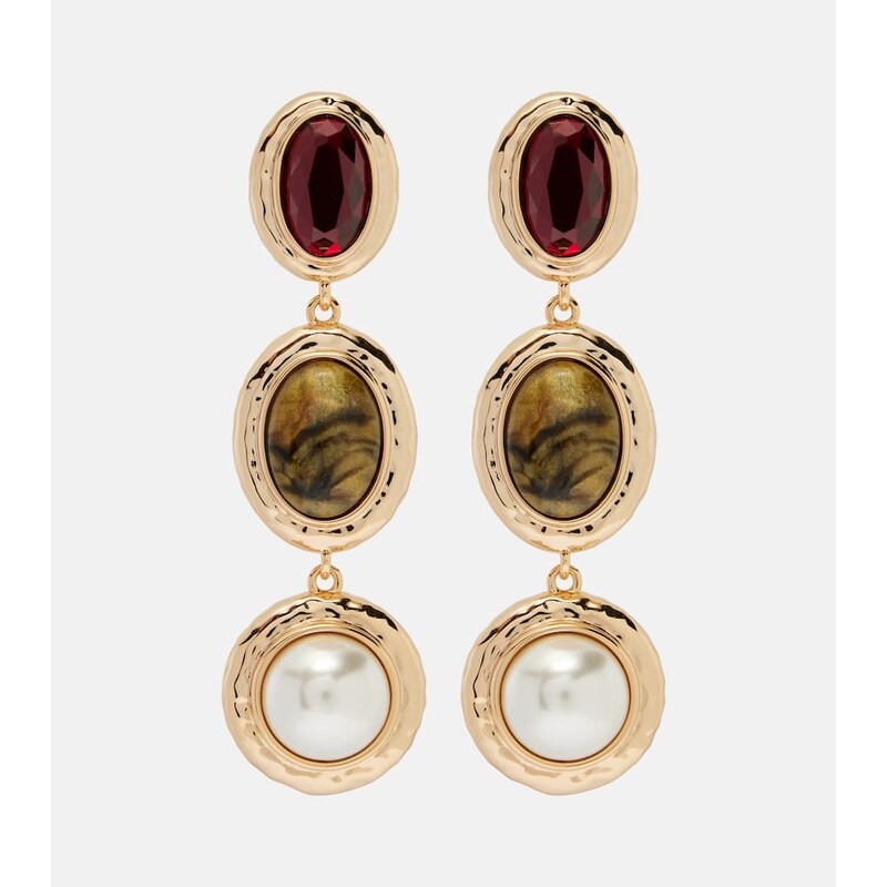 Self-Portrait Embellished drop earrings