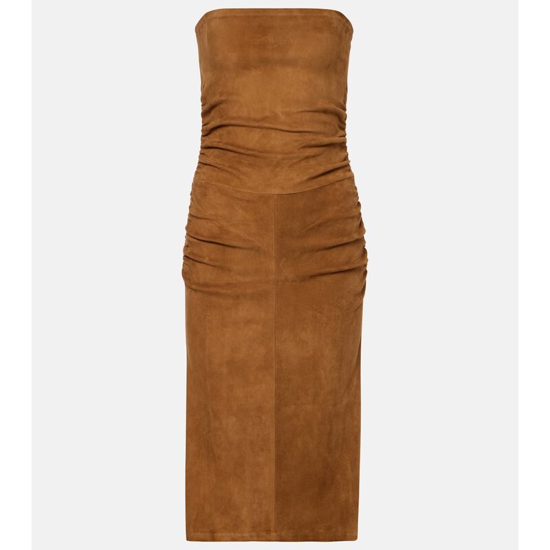 Stouls Salma ruched suede midi dress
