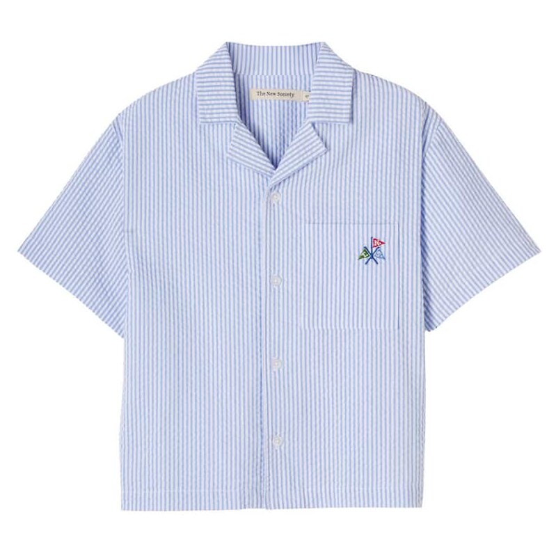 The New Society Almond striped cotton seersucker shirt