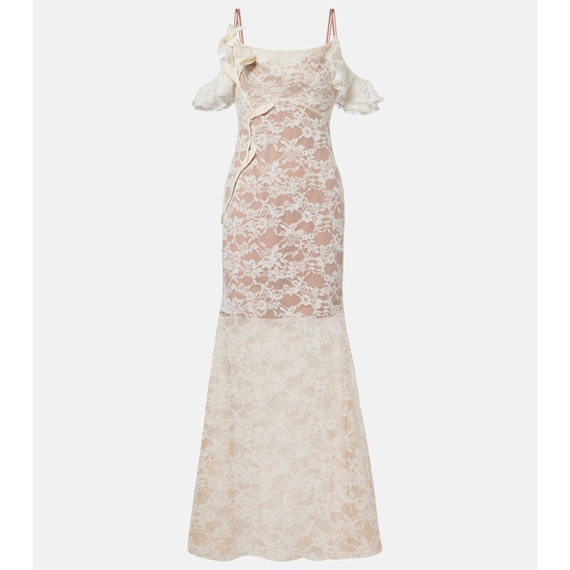 Self-Portrait Floral-appliquÃ lace gown