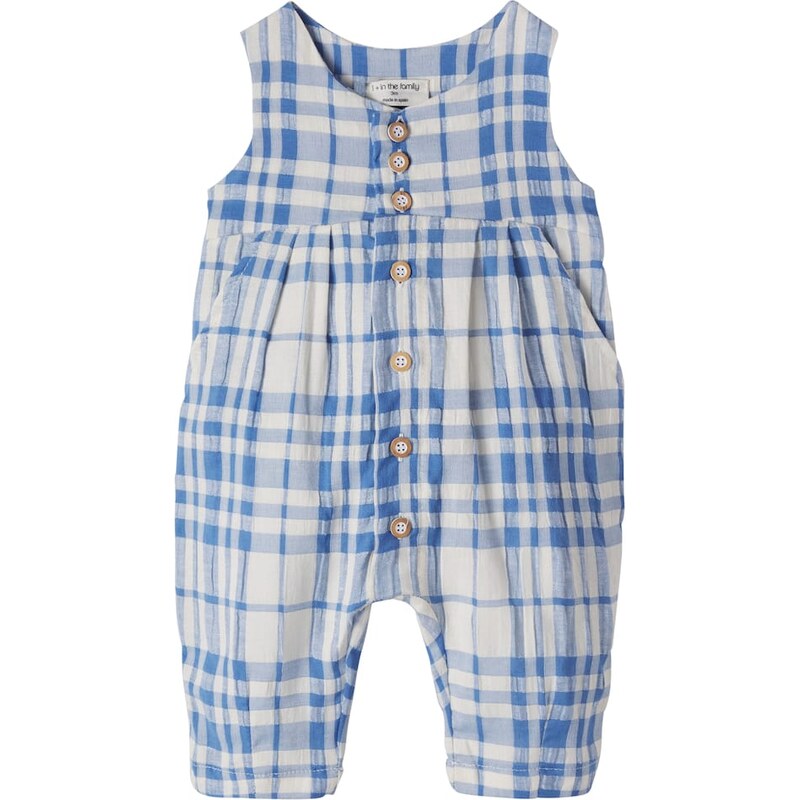 1 + in the Family Baby Morera checked cotton and linen jumpsuit