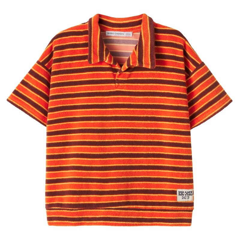 Bobo Choses Striped Brick cotton-blend polo shirt