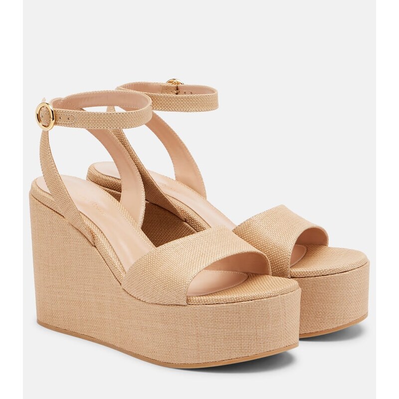 Gianvito Rossi Virginie raffia platform wedge sandals