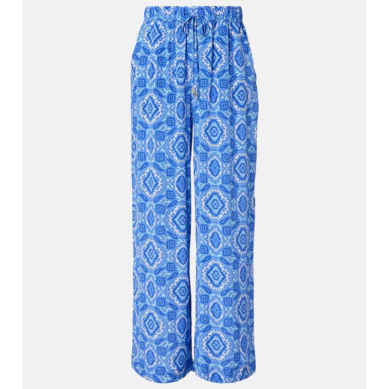 Heidi Klein Mykonos printed silk wide-leg pants
