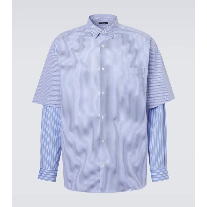 Comme des Garçons Homme Layered striped cotton poplin shirt