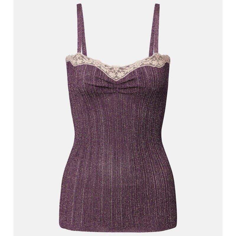 Valentino Lace-trimmed lamÃ top