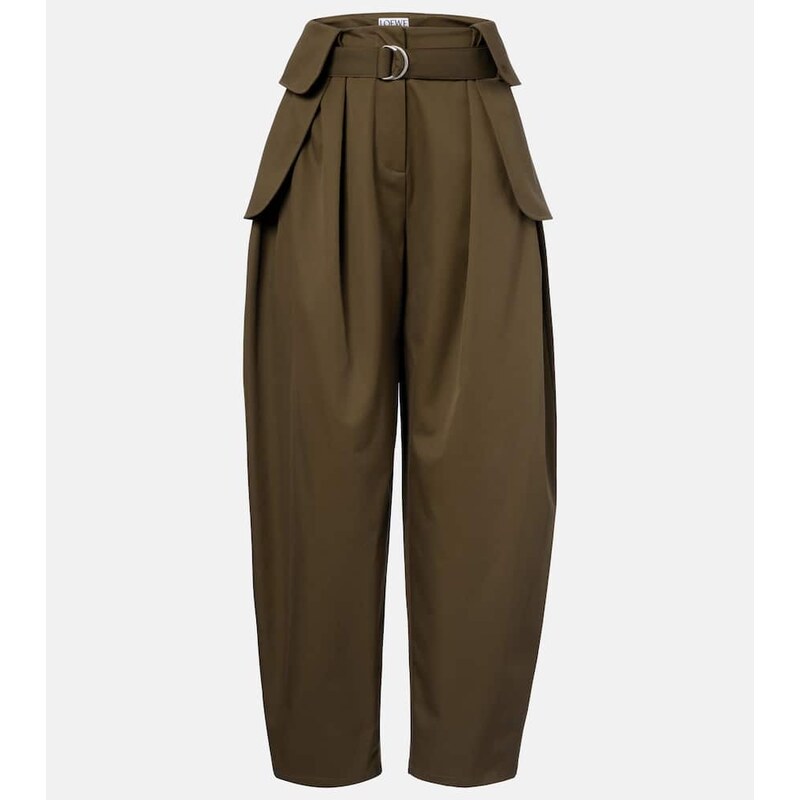 Loewe Double L cotton and silk barrel-leg pants