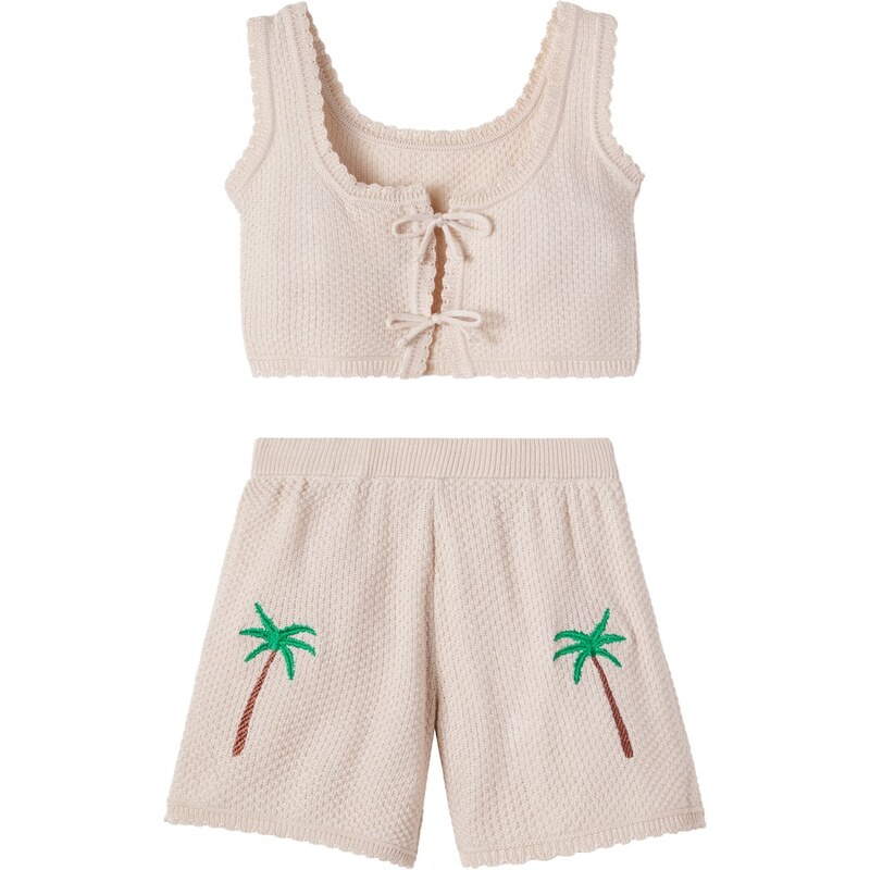 Pepita&Me Embroidered cotton-blend top and shorts set