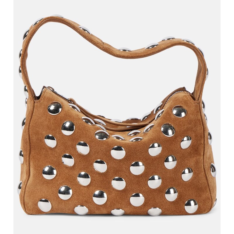 Khaite Elena Small studded suede shoulder bag