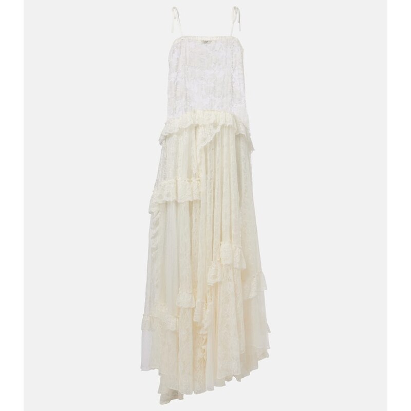 Chloé Ruffled sheer lace maxi dress