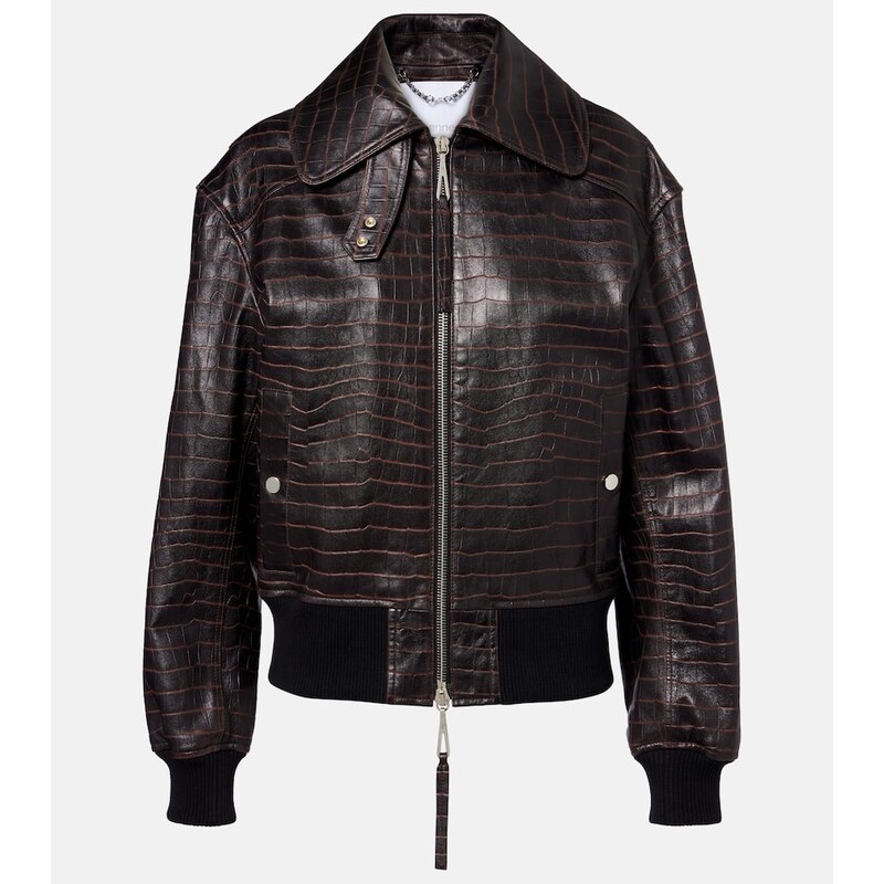 Rabanne Croc-effect leather blouson jacket
