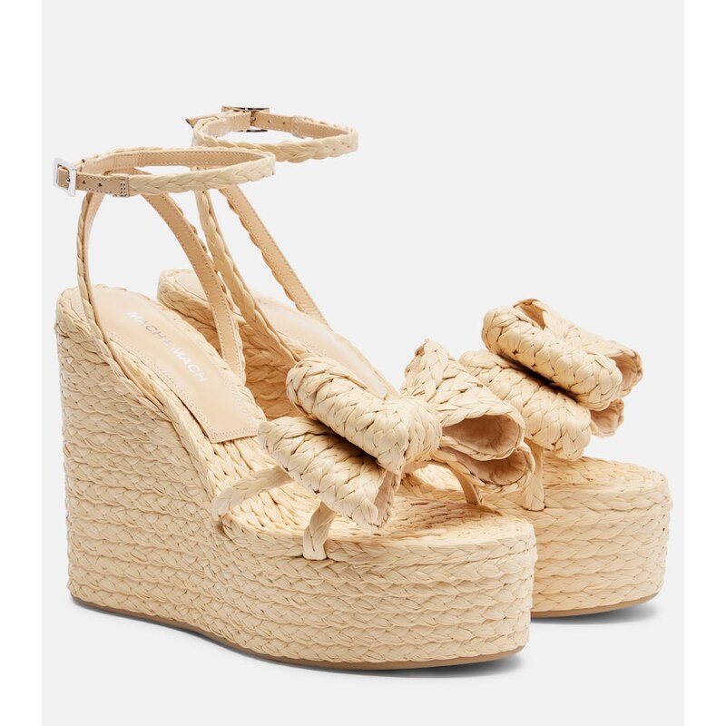 Mach & Mach Le Cadeau raffia espadrille wedges