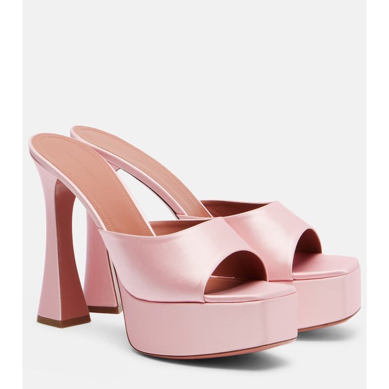 Amina Muaddi Dalida satin platform mules