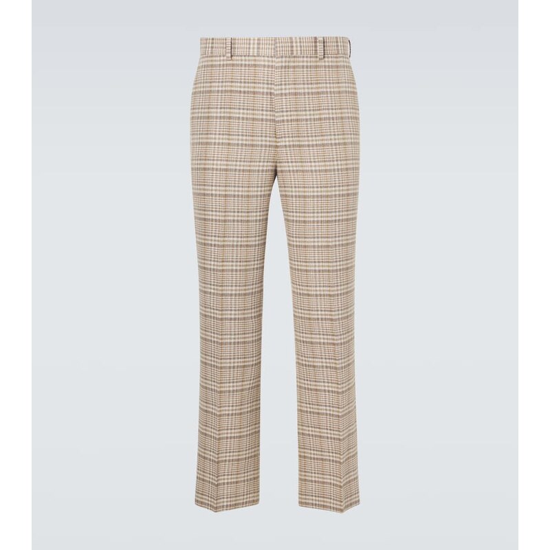 Auralee Checked silk and linen tweed straight pants