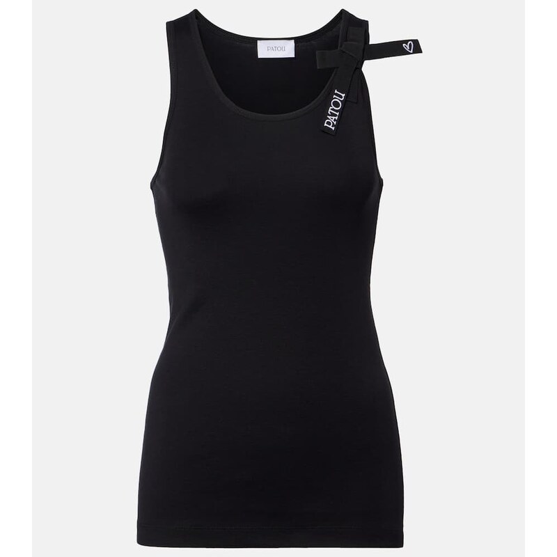Patou Logo bow-detail cotton tank top