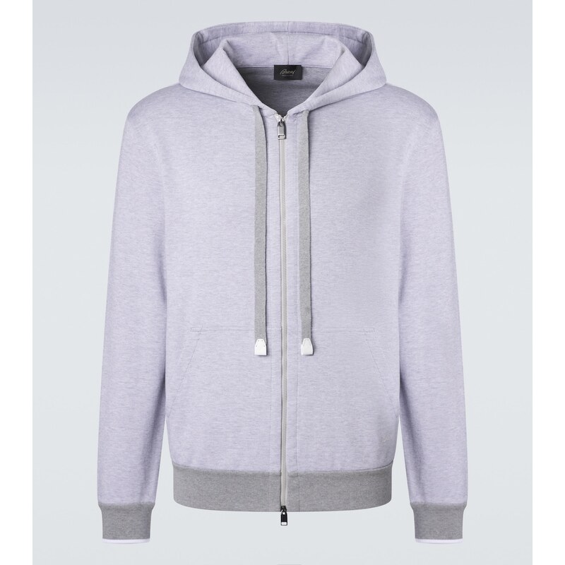 Brioni Cotton-blend zip-up hoodie