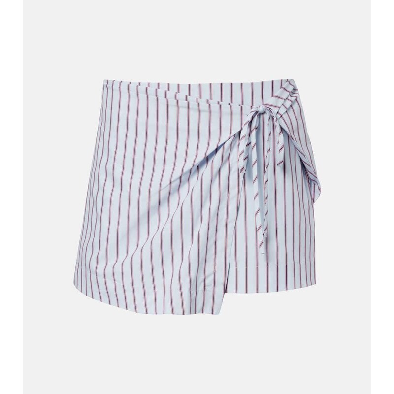 SIR Pinstripe cotton-blend wrap skirt