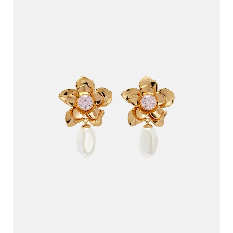 Self-Portrait Flower embellished drop earrings