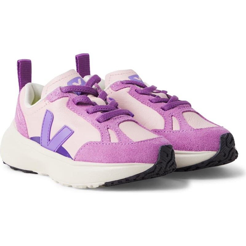 Veja Kids Canary suede-trimmed leather sneakers