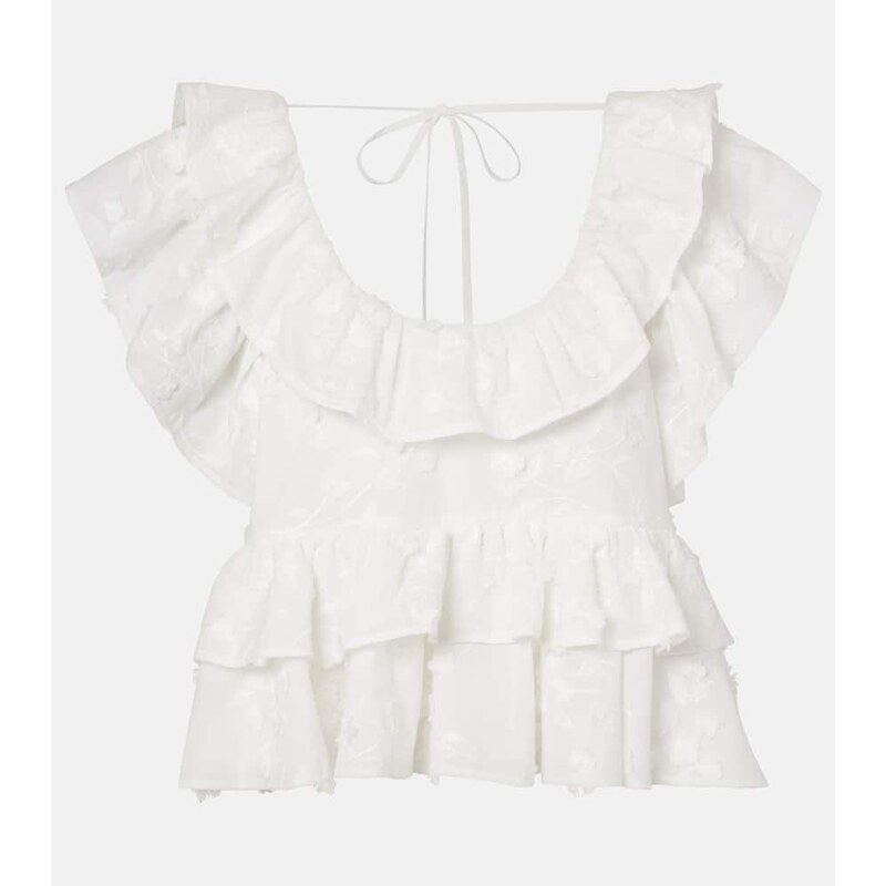 Dorothee Schumacher Slees embroidered ruffled cotton top