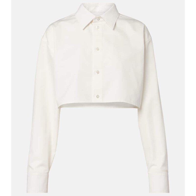 Balenciaga Cropped cotton and silk poplin shirt