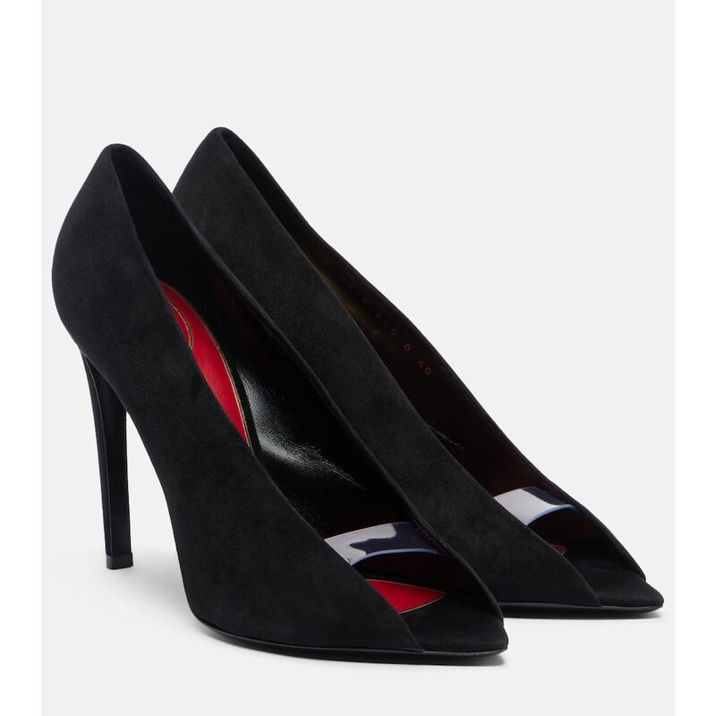 Valentino Garavani RÃvÃlÃ suede peep-toe pumps