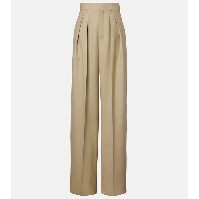 Saint Laurent Wool and silk wide-leg pants