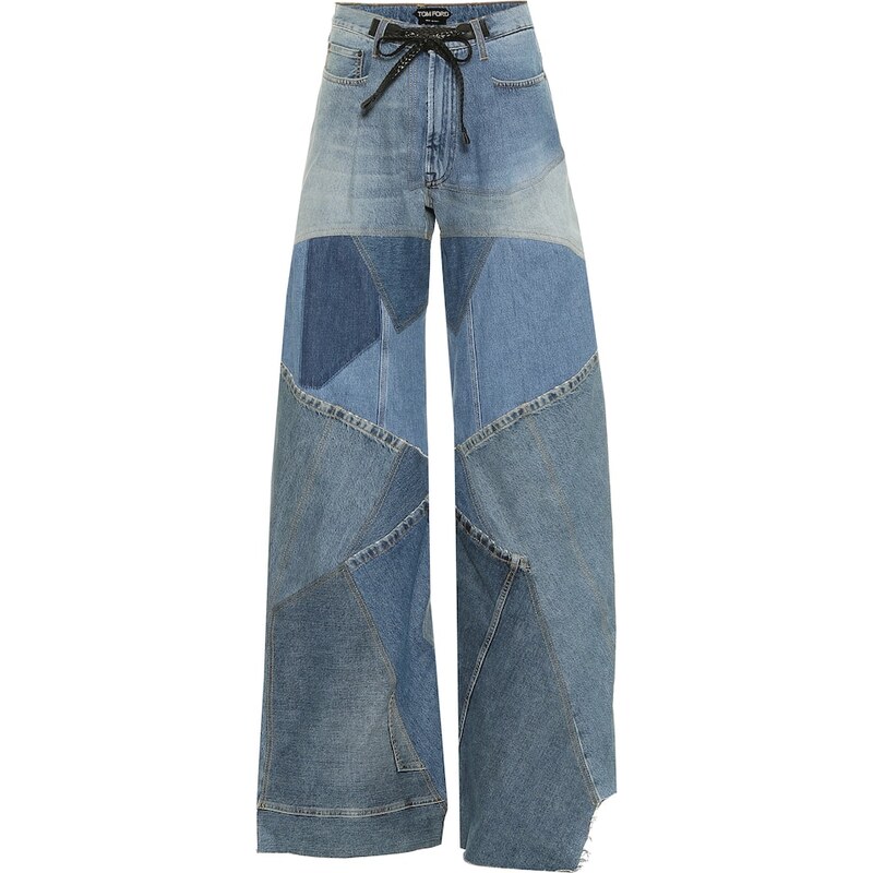 Tom Ford Patchwork high-rise wide-leg jeans