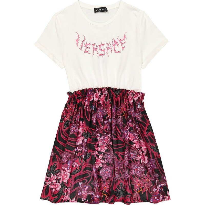 Versace Kids Orchid Barocco printed dress