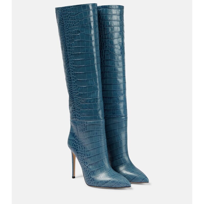 Paris Texas Croc-effect leather knee-high boots