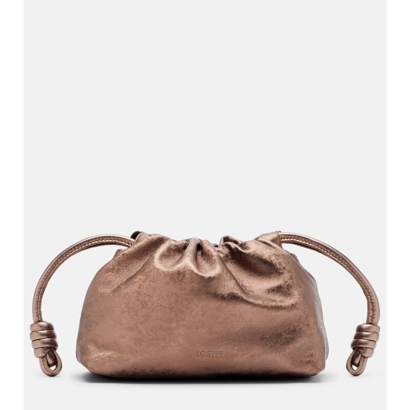 Loewe Flamenco Mini metallic leather clutch