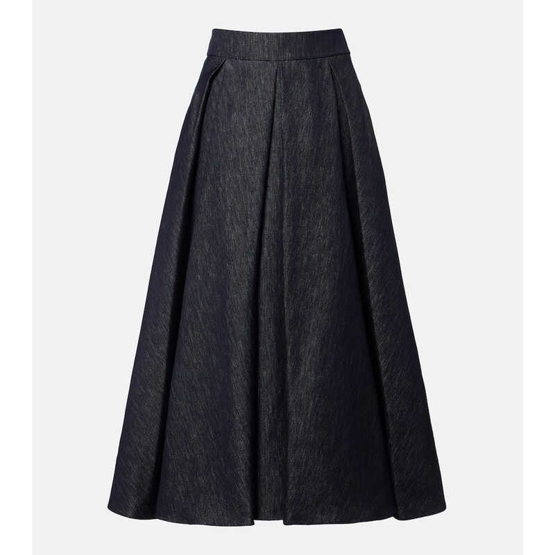 S Max Mara Pleated denim midi skirt