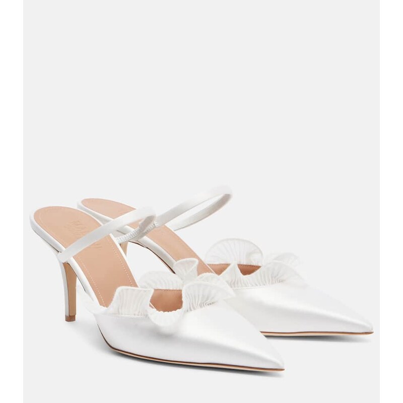 Malone Souliers Cecile 70 ruffled satin mules