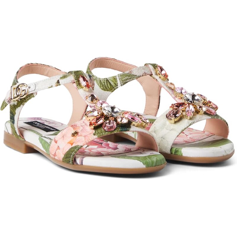 Dolce&Gabbana Kids Crystal-embellished floral sandals