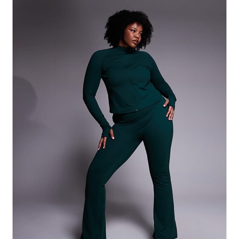 4505 Curve Icon soft touch zip up studio long sleeve top in