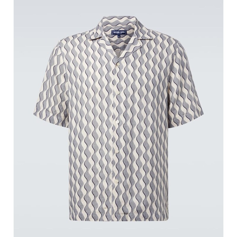 Frescobol Carioca Roberto printed linen bowling shirt