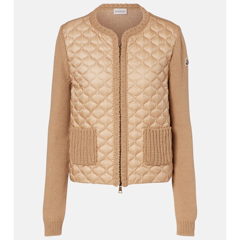 Dámský kardigan Moncler v barvě 22B s down-paneled designem