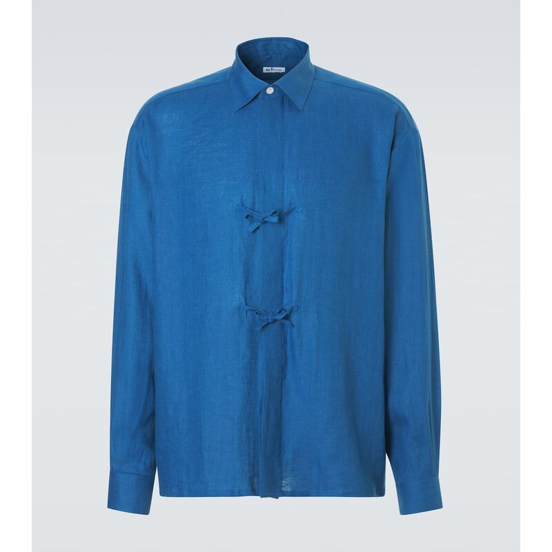 Kiton Bow-detail linen shirt